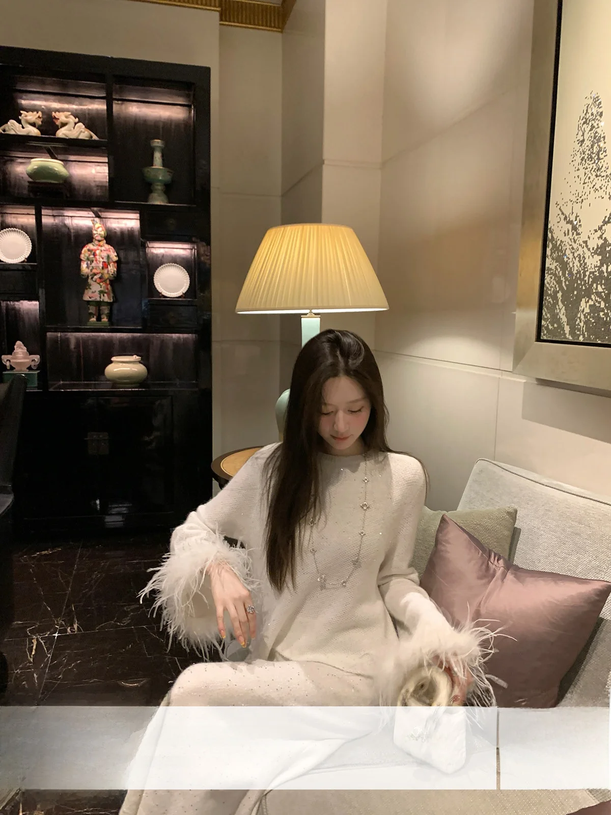 

YOLI Белый вязаный шерстяной свитер женский, осенний, модный, элегантный, в стиле Lazy Vibes, комфортный крой, круглый вырез, длинный рукав