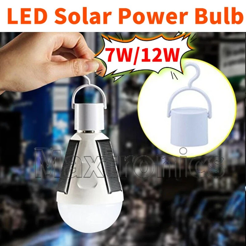 7W/12W LED Solar Power Bulb E27 Protable LED Solar Lights Rechargeable Lampada LED Waterproof Outdoor Camp Tent Garden Light New