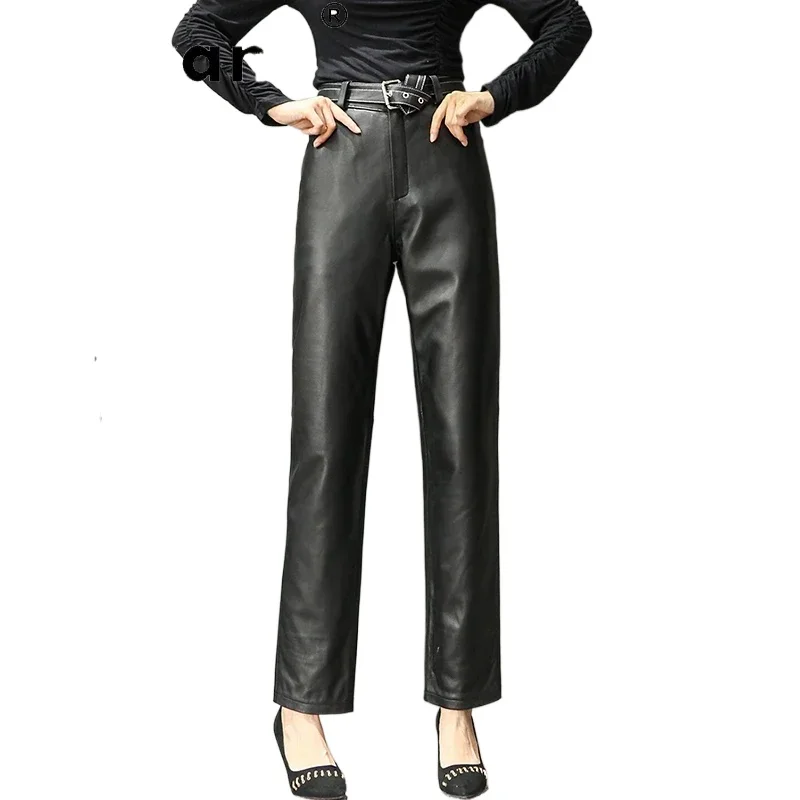 

Tajiyane Women's Pants Fall 2020 Women Real Sheepskin Trousers Woman High Waist Pants Female Tousers Slim Spodnie Damskie TN1316