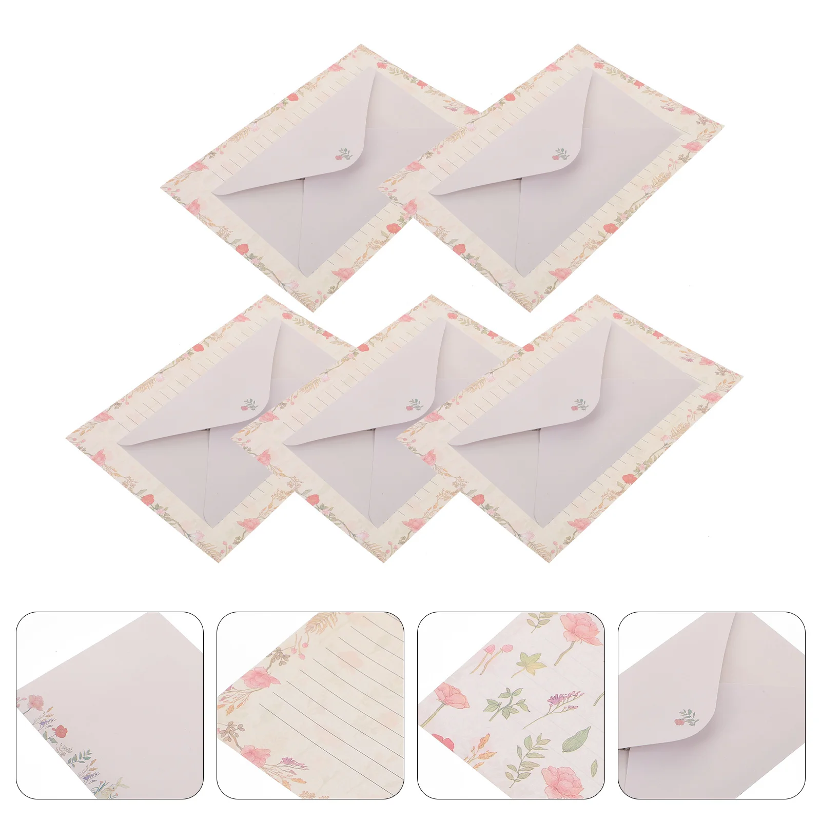 

5Sets Flower Letter Paper Envelope Set Stylish Elegant Writing Stationery Note Paper Set for Daily Writing Correspondence