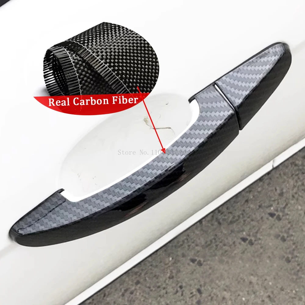 For Ford Focus Mondeo Tourneo Transit Kuga ESCAPE C-MAX S-MAX Accessories Real Carbon Fiber Door Handle Cover Frame Sticker