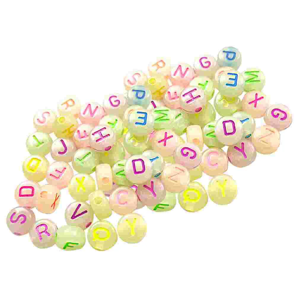 720pcs Luminous Letters Beads Material Handcraft Loose Beads Round Diy Bracelet Jewelry Beads glow in the dark letter beads