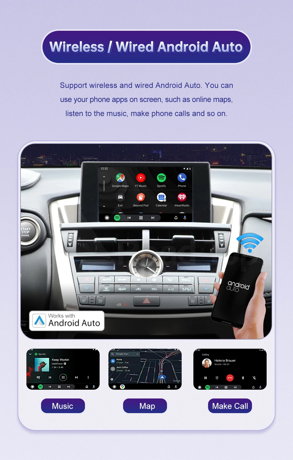 Kabelloses CarPlay Android Auto für Lexus NX RX IS ES GS RC CT LS LX LC UX GX 2014-2019 mit Mirror Link Airplay-Unterstützung Kamera Auto-Player – Detail 7