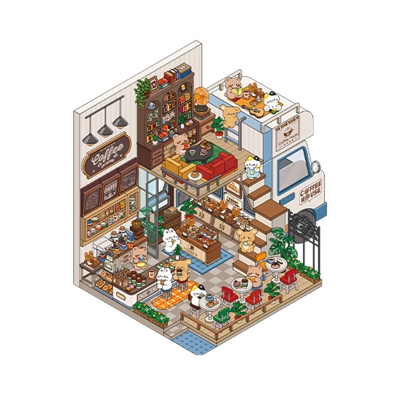 Landscaping Manual Material Stickers 3D Cabin Scene Stacking DIY Asting Hand Account Cute Gift for Kid Child Stacking Stickers