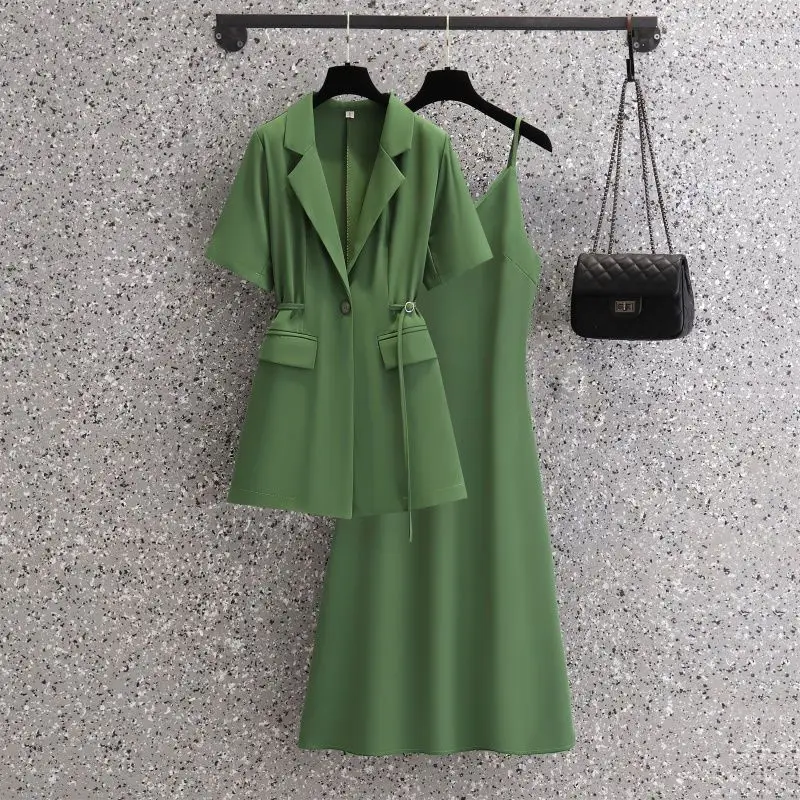 Fashionable Reducing Age Suspender Dress Women's Suit 2022 Spring and Summer New Style Style Waistband Show Thin Two-piece Set