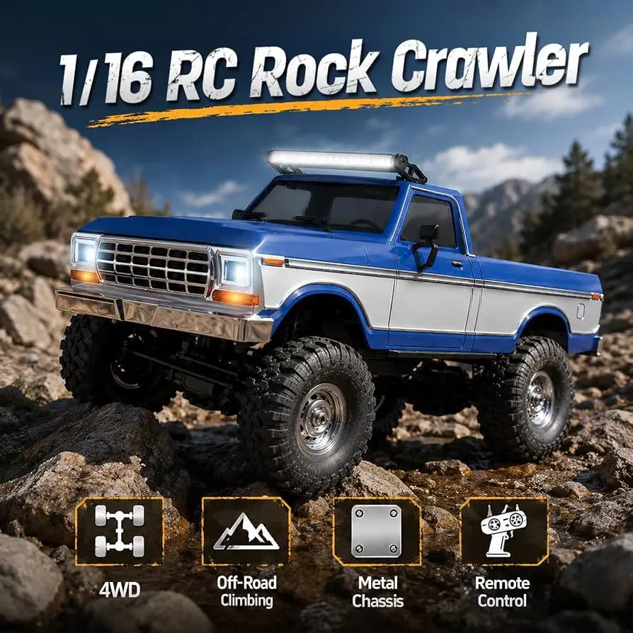 New 1/16 Hbtoys Rc Car With Realistic Led Roof Light Rc Crawler Vehicle R1611 4x4 Off-Road Full Functionality Alloy Drive Shaft