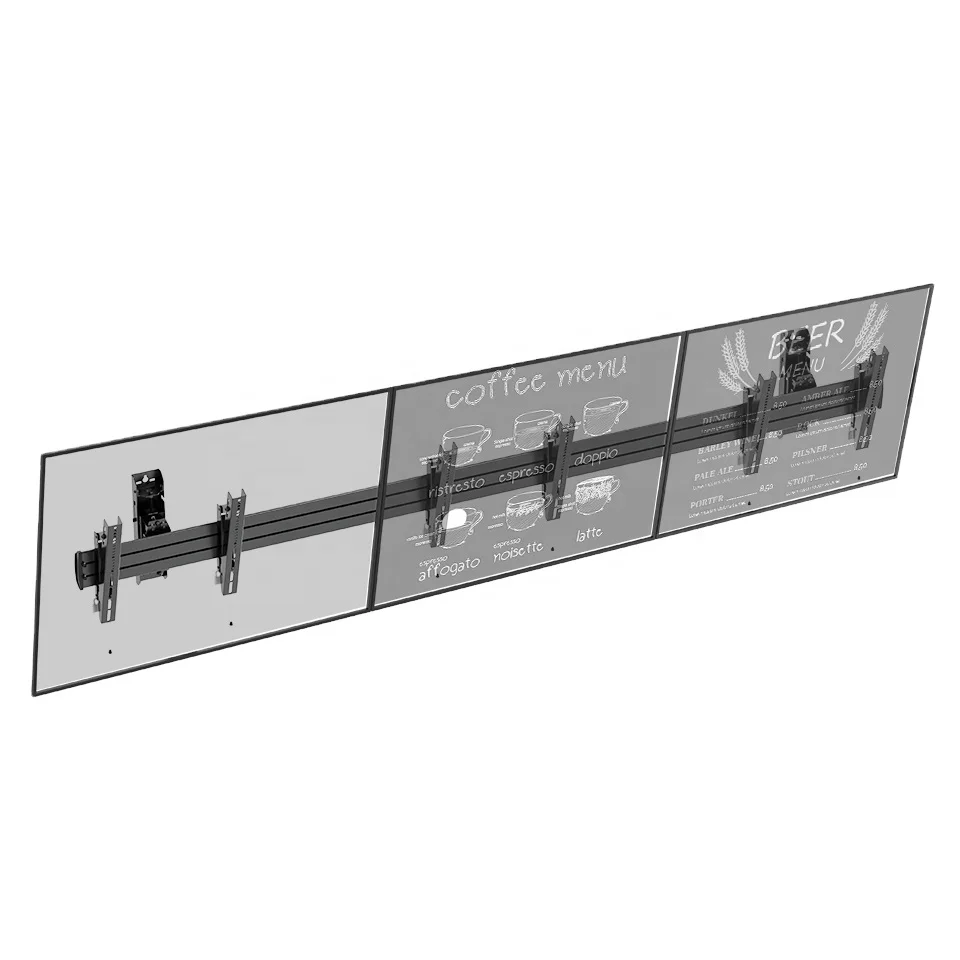 

Triple Screen LCD Menu Board Multiple TV Wall Mounts For Most 32"-55" TVs Multi Screens