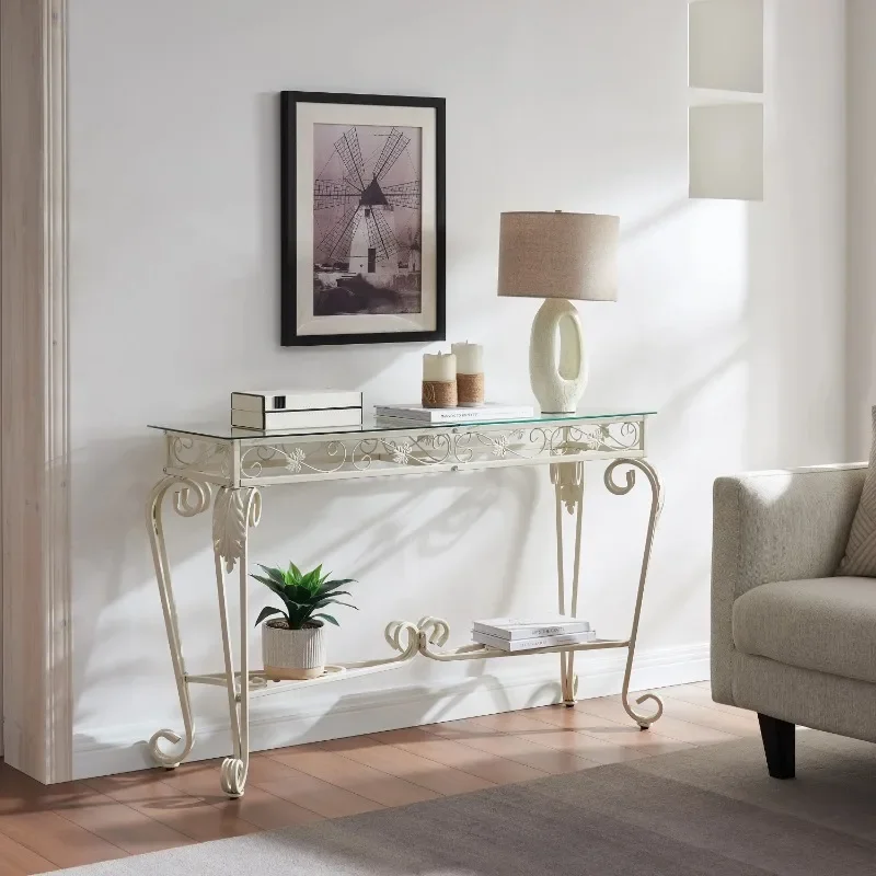 

2-Tier Tempered Glass Console Table,Entrance/Sofa Table,for Living Room,Entryway,Hallway