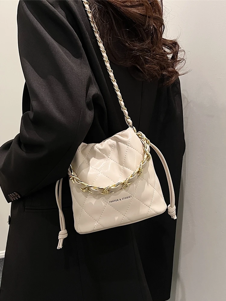 

Faionable Chain Diamond Pattern Small oulder Bag Casual Versatile Leisure Tote Bag Women's Handbag Soft PU Leather