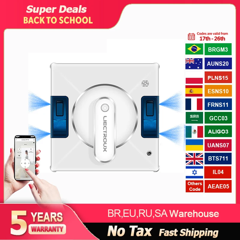 Window Cleaning Robot Liectroux YW509, 4-Way Water Spray,Home Glass Floor Wall Robot Window Cleaner,Laser Sensor,Smart Navigate