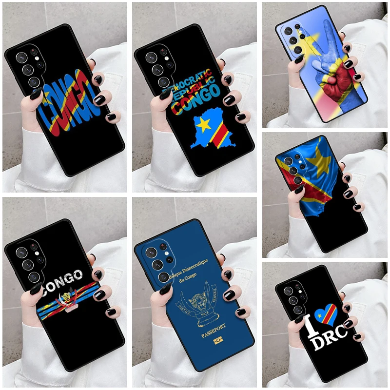 Phone Case For Samsung Galaxy S24 S23 S21fe S22 Ultra Plus Note 10 20 S8 S9 S10 Cover Congo Democratic Republic Flag