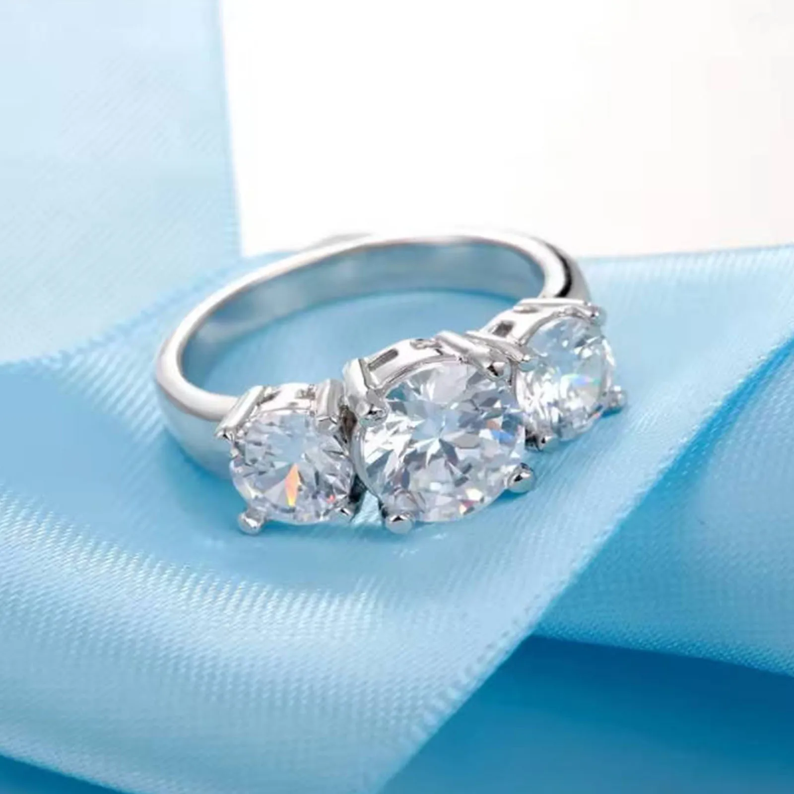 رائجة البيع 925 فضة اللون 3 تشيكوسلوفاكيا حجر الشق إعداد الفرقة خواتم للرجال النساء مجوهرات الزفاف الخطوبة