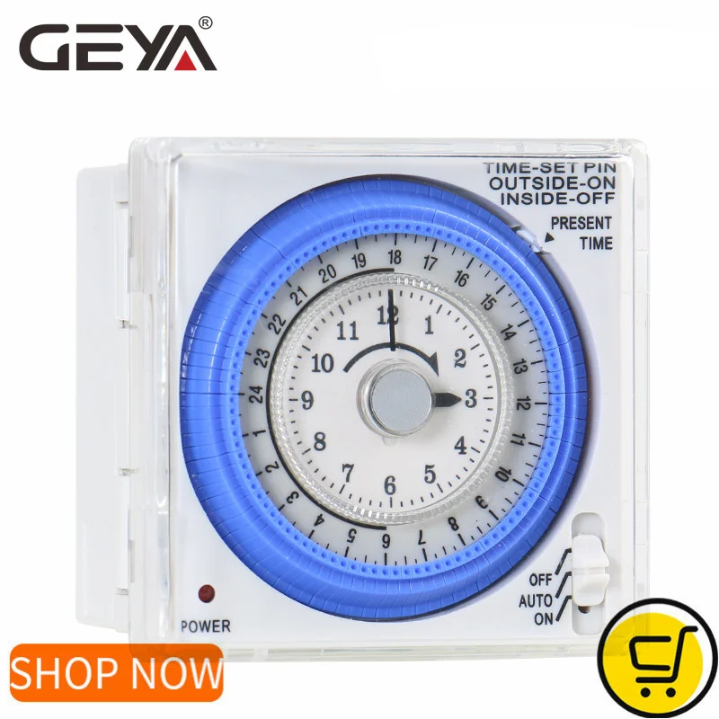 GEYA TB37 Mechanical Din Switch Timer 110V OR 220V 15 Minute Adjustable Timer Manual or Automatic Control