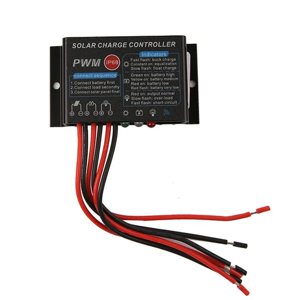 20A IP68 Waterproof PWM Solar Charge Controller 12V 24V 24 Hour Load Discharging Solar Panel Battery Regulator Home Tools