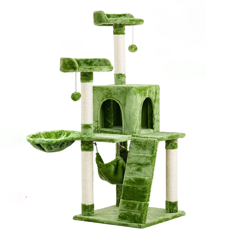 

Sisal Rope Cat Tree Cat Supplies Pet Furniture Climbing Villa Shelf Hammock Toys Creative Design Matcha Green Cat Climbing Frame