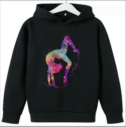 Hot Sale  Watercolor Gymnastics Girl Printed Hoodies for Teen Girls Kids Sweatshirt Winter Top Students  Clothes Sweater