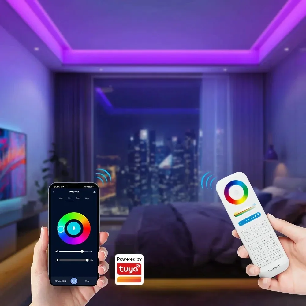 Imagem -06 - Miboxer-led Strip Controller Single Color Dual White Wi-fi 12v24v 2.4g em Rgb Rgbw Rgbcct em Luz Fita Dimmer Tuya App