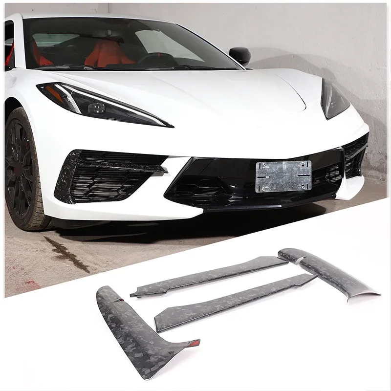 Carbon Fiber Car Front Bumper Fog Light Trim Decorative Accessories Kit Cover For Chevrolet Corvette C8 Stingray Z51 2020-2023