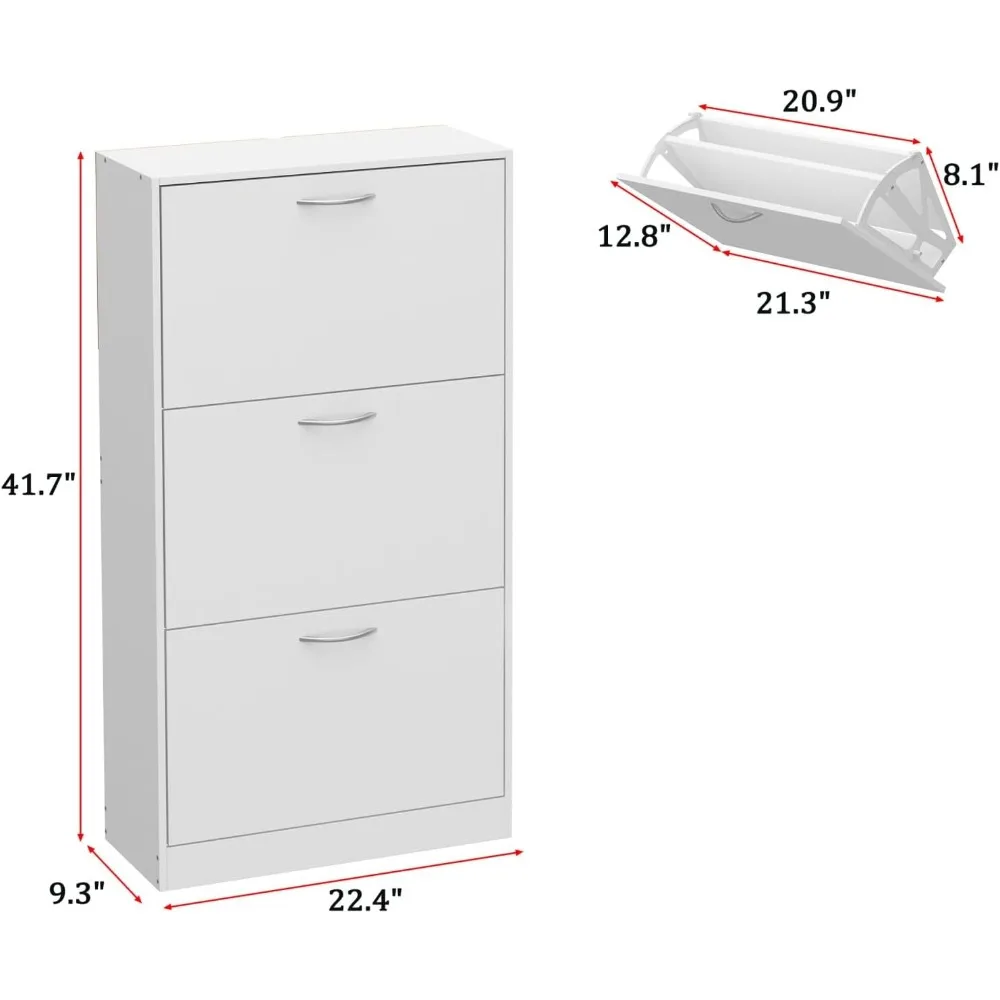 Scarpiera moderna da ingresso con 3 cassetti ribaltabili, organizer indipendente per scarpe