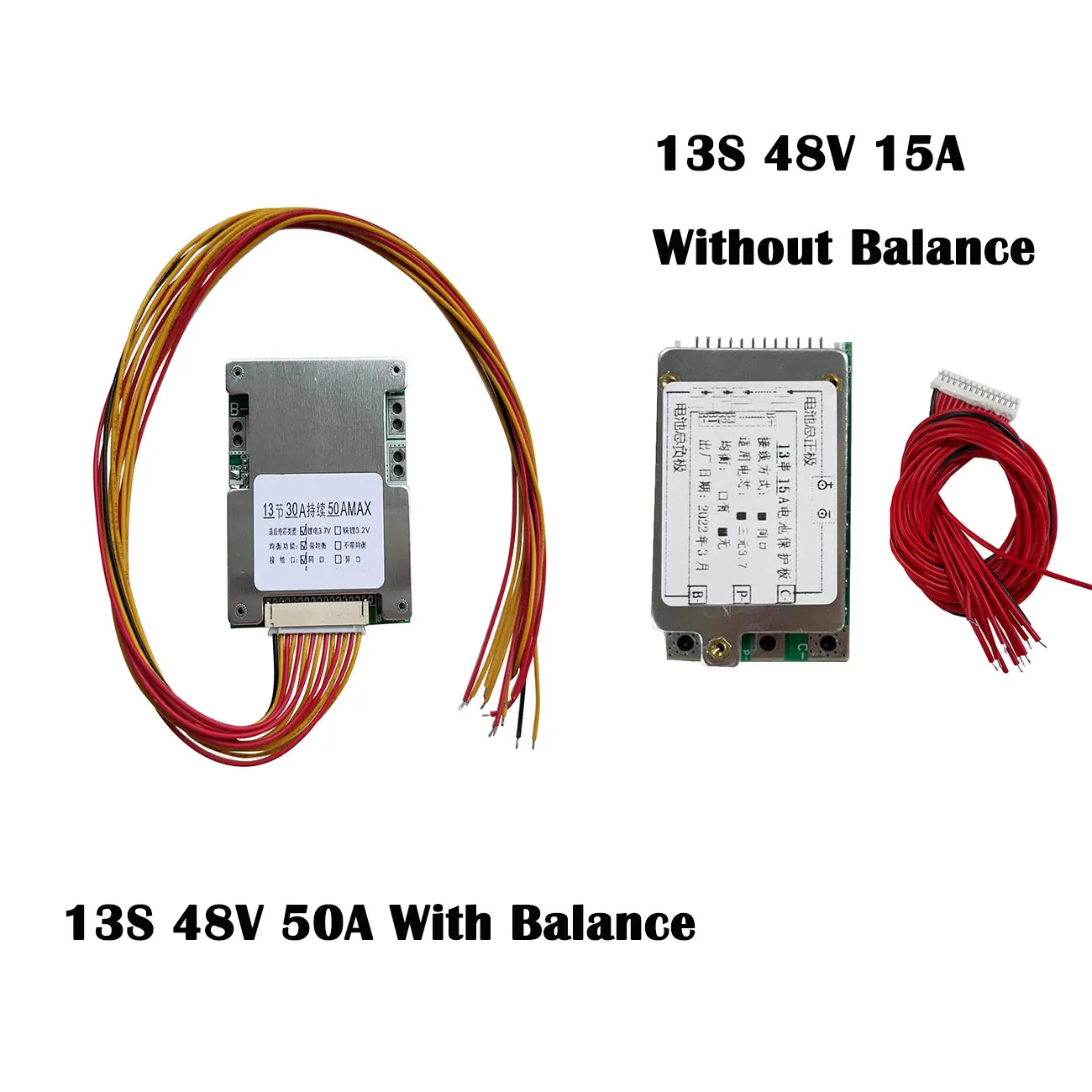 

BMS 13S 48V 15A 20A 50A 18650 Li-ion Lithium Battery Pack Protection PCB Board with/without balance For E-bike Escooter Charging