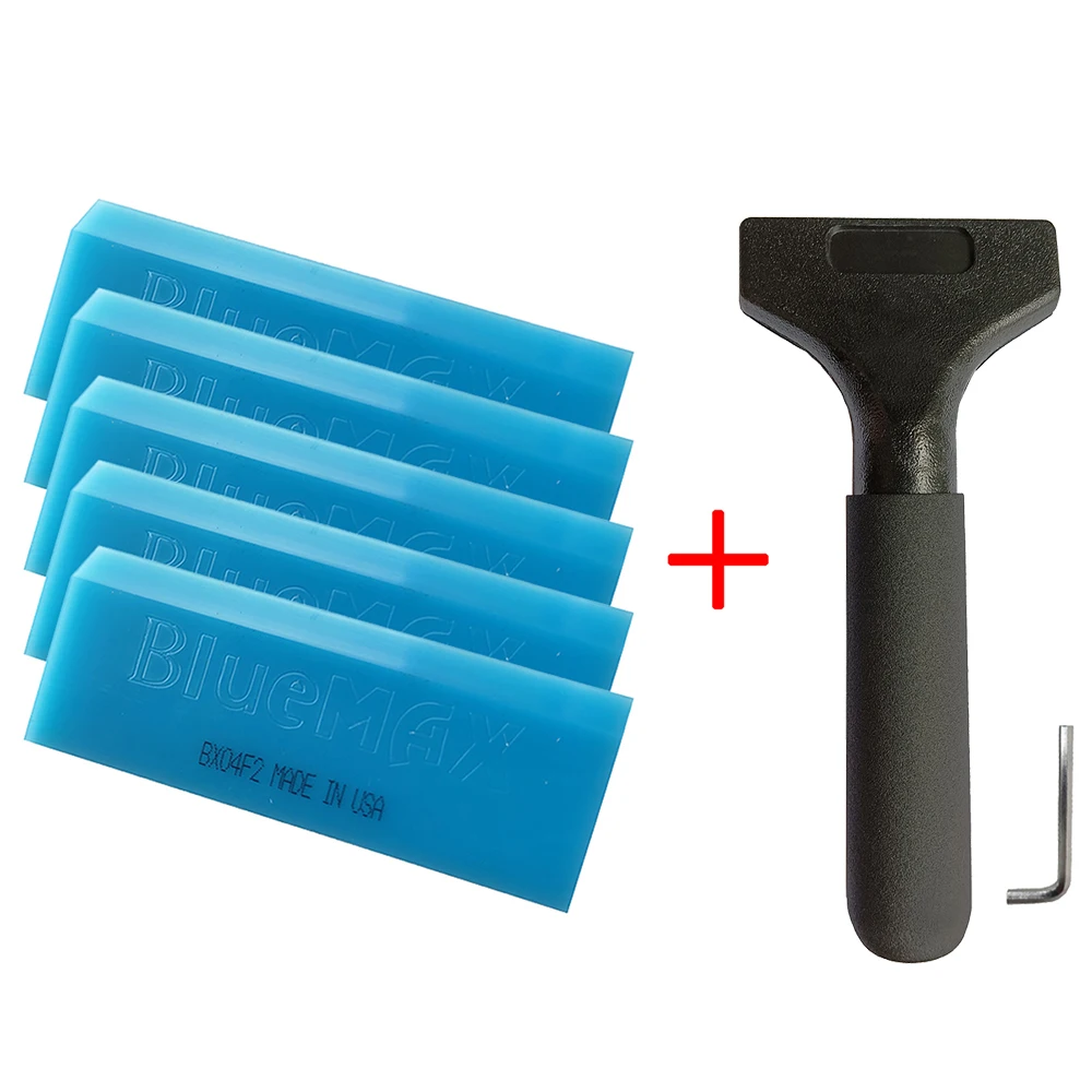 Blue MAX Squeegee Plastic Handle & 5PCS Extra BlueMax Rubber Spare Blades Window Tint Squeeze Car Vinyl Glassing Clear B24+5B0