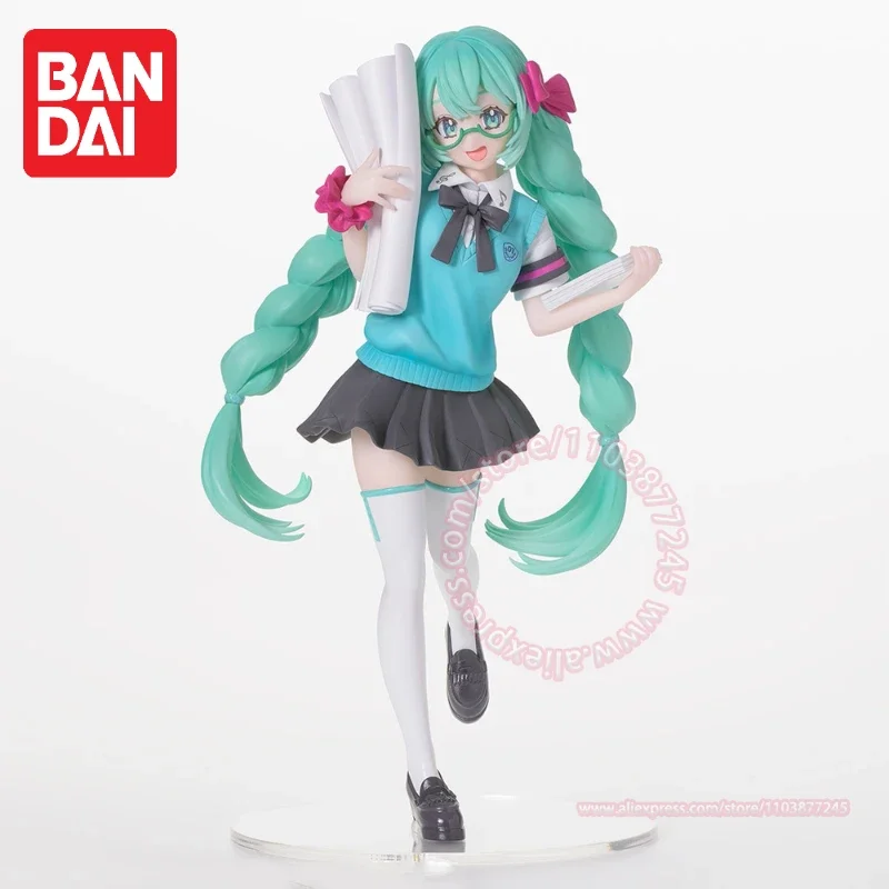 Genuine BANDAI 16th Anniversary Hatsune Miku Figure Model Cute Ornaments Decoration Animation Peripheral Birthday Gift Hand