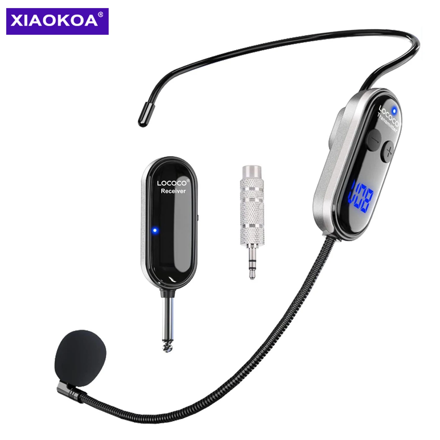 XIAOKOA Wireless Microphone Headset UHF Wireless Headset & Handheld 2 in 1 Mic with LED Digital Display 165 ft Range Microphone