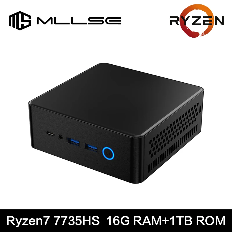 MLLSE K2 Mini PC AMD Ryzen 7 7735HS 8C/16T DDR5 16GB RAM 1TB ROM SSD Window 11 Pro BT5.0 WiFi5 Desktop Gaming Computer