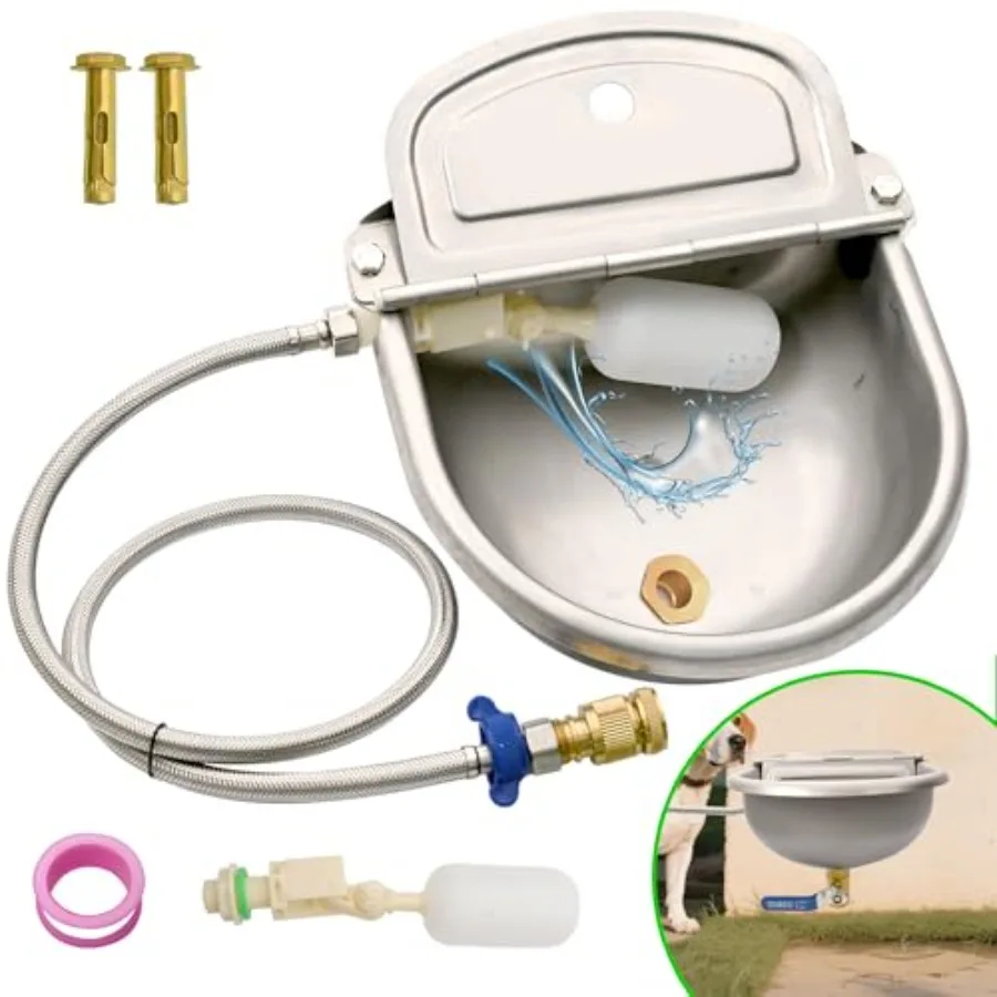 

Автоматическая поилка для собак и домашней птицы с дренажным клапаном, легко моющаяся, из нержавеющей стали, для использования на улице