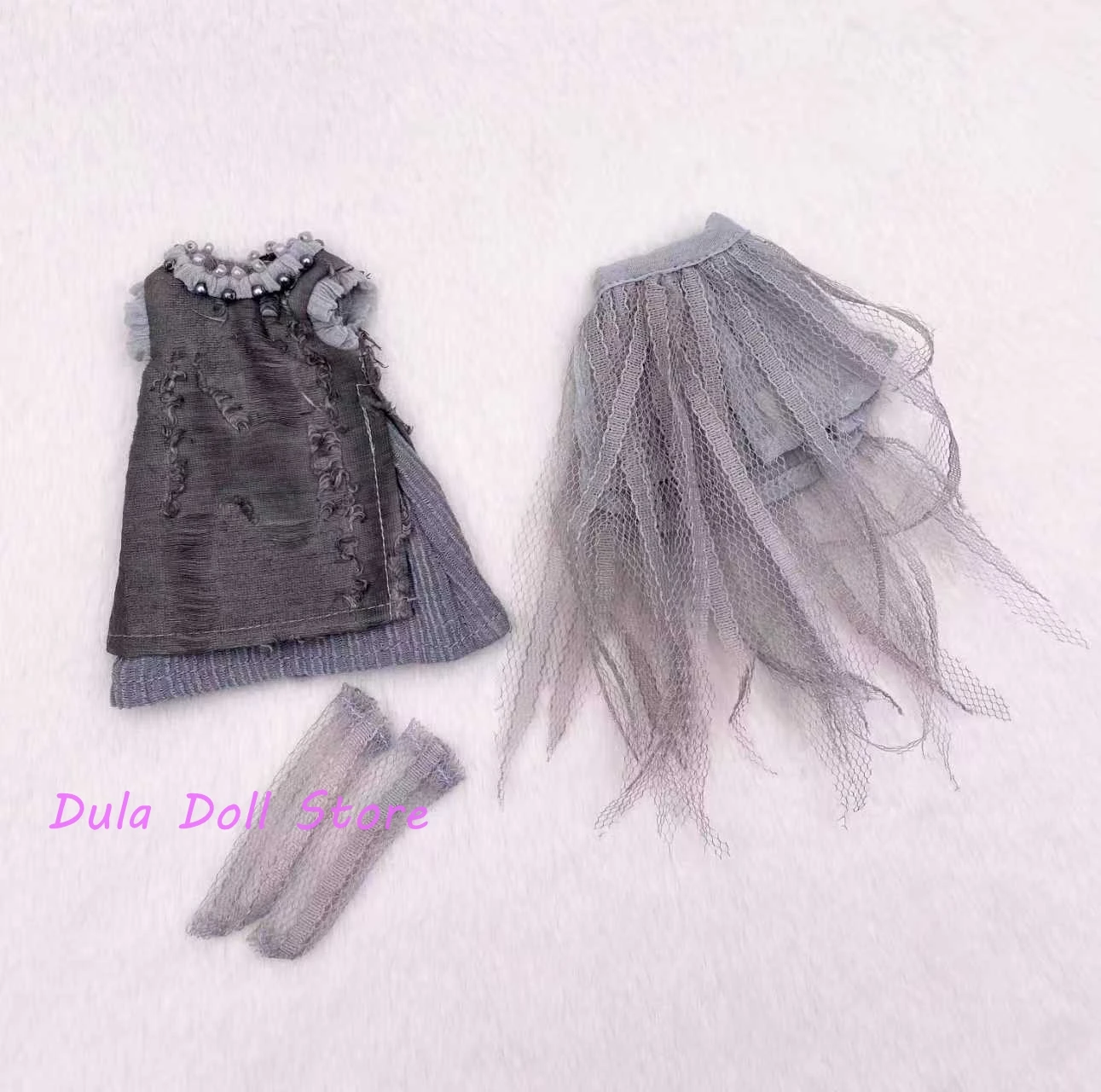 

Одежда для кукол 2026 Dula: серое платье с перьями для Blythe, Landazz, Landoudou, ob24, ob22, ICY, JerryB, 1/6, аксессуары для кукол