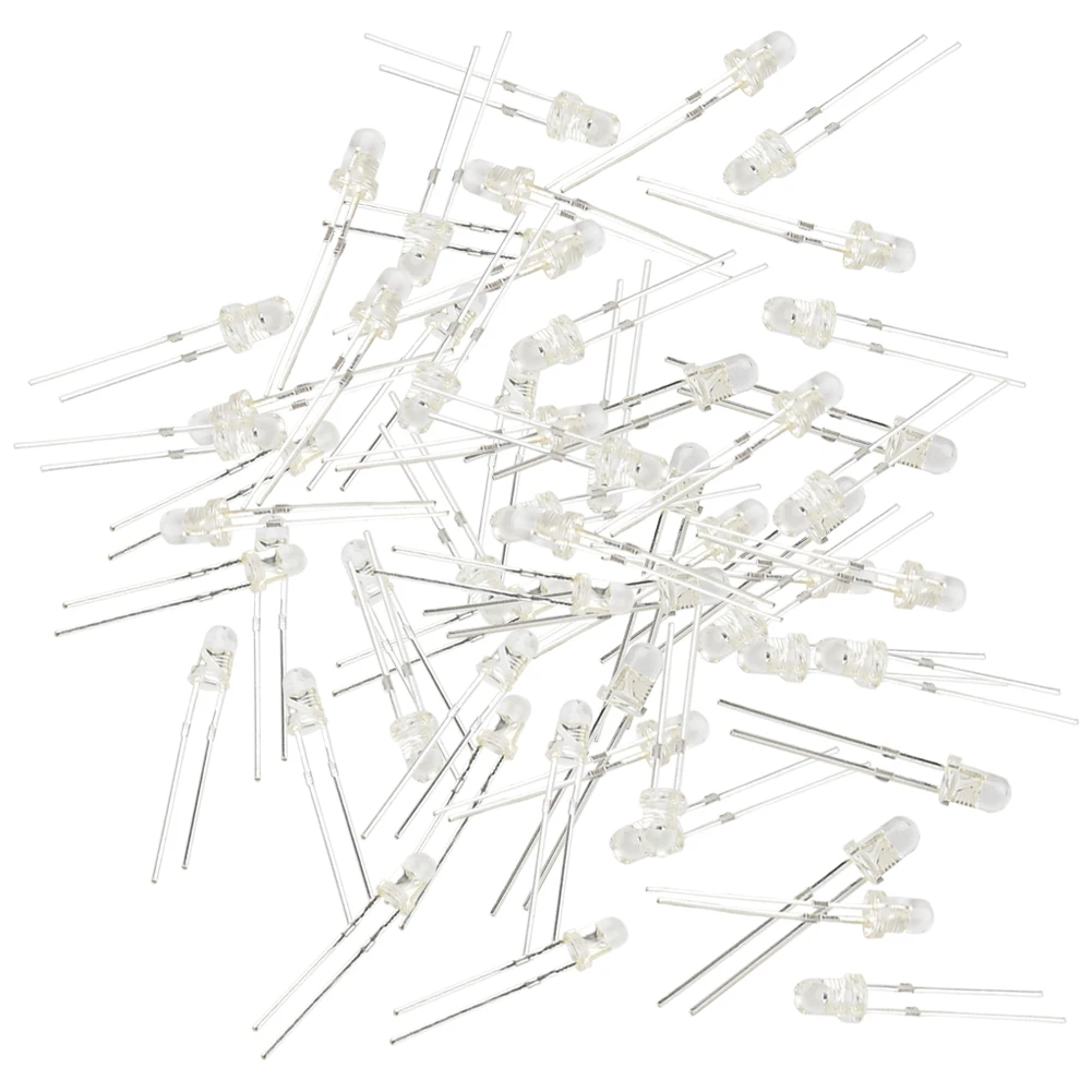 100PCS LED Transparent Bulb Bright 3mm RedBlueGreenWhiteYellow LEDs Long lasting Suitable for Dome Lighting 100PCS