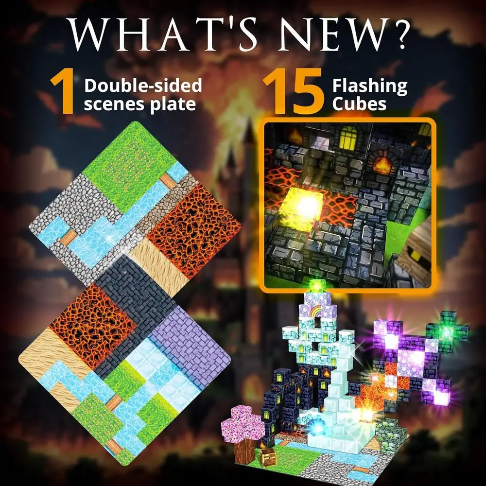 光る磁気ブロック - 150ピース プリンセス＆ナイトテーマ STEMセット 3歳以上のお子様向け 15個の光るキューブ付き
