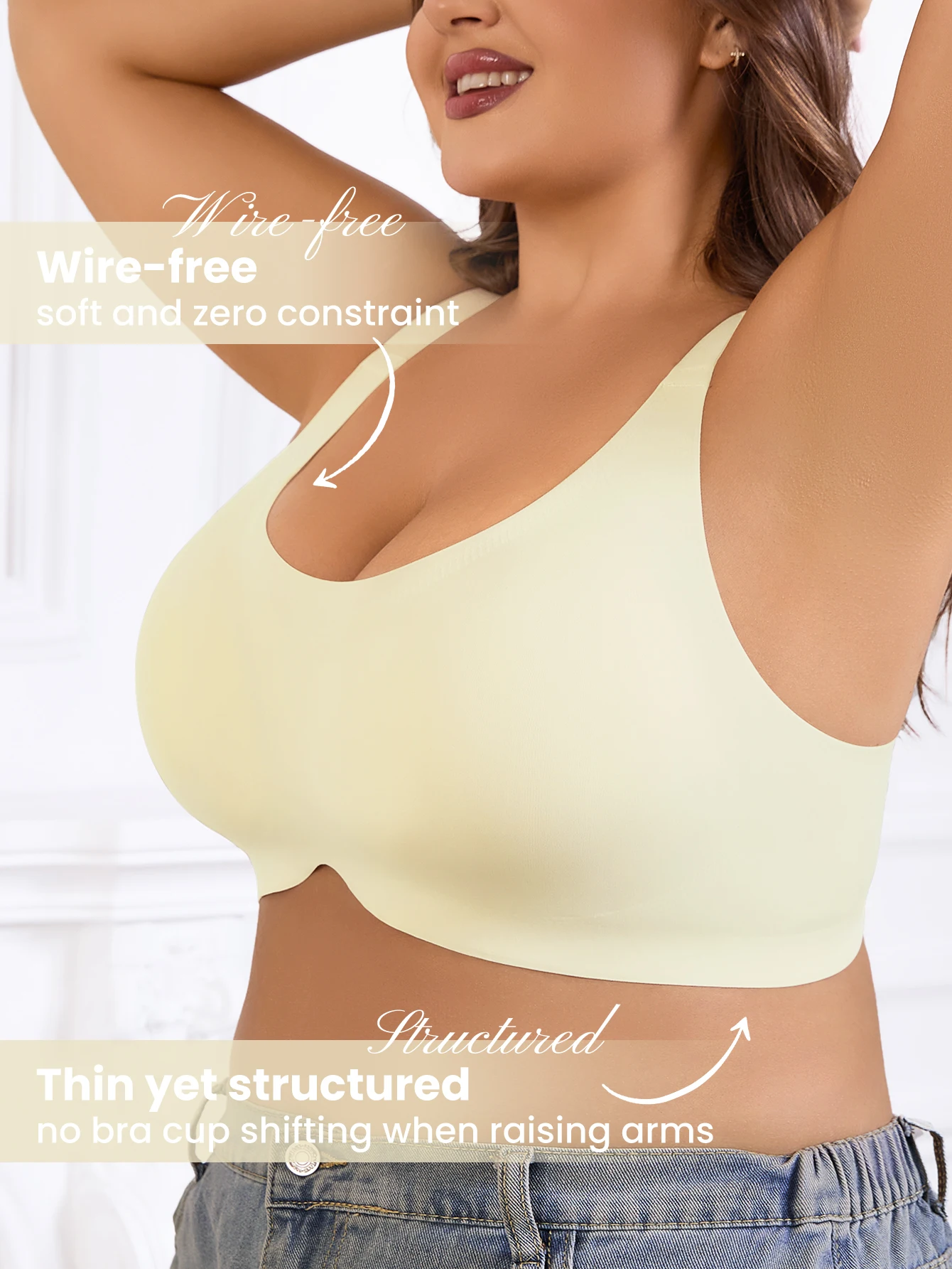 Plus Size Women Solid Color Da - Wirefree Bra Comfort recension och pris