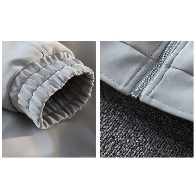 Men's Korean-style Motorcycle Suit Coat Plus-size Versatile Winter Clothin Fleece Thickened Faux Fur One-piece Leather Jacket - view 6