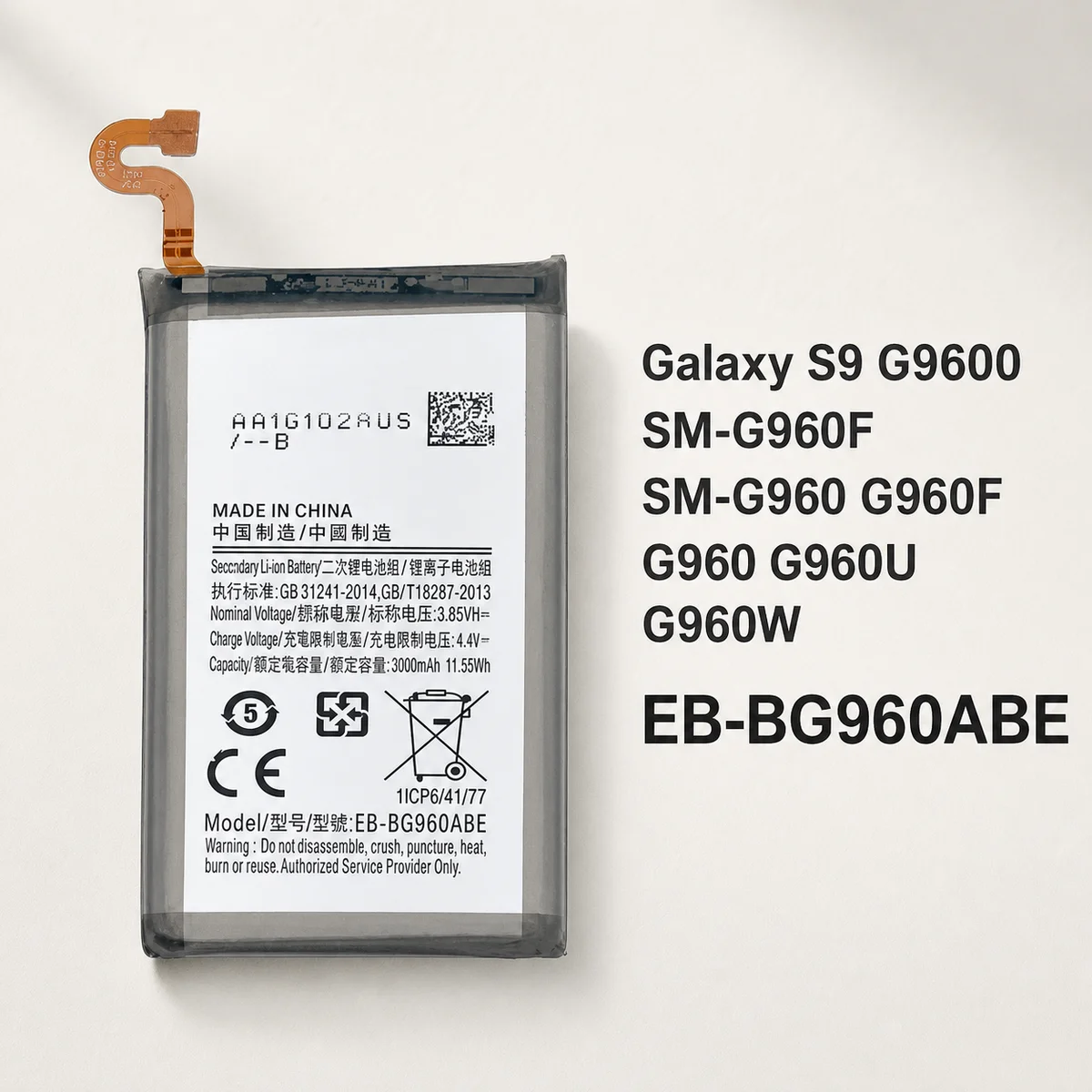 Replacement Phone Battery EB-BG960ABE EBBG960ABE 3000mAh for Samsung Galaxy S9 G9600 G960F SM-G960 Internal Battery