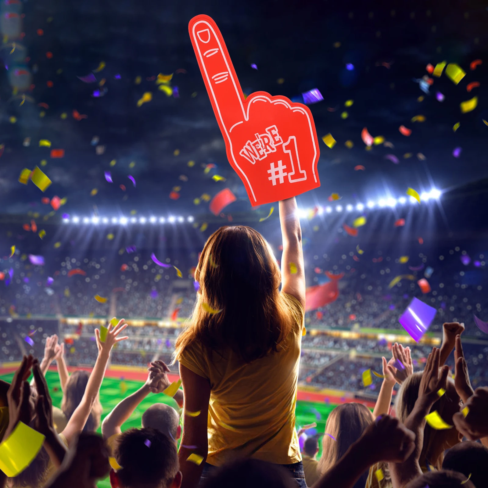 

2pcs EVA Foam Giant Hands Cheerleading Props Sports Accessories Big Green Hand Finger Soccer Game School Spirit Event Boosters