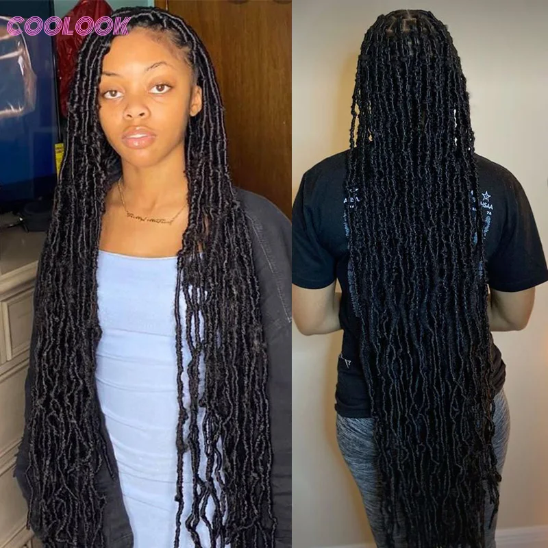 Synthetic Full Lace Frontal Wigs Butterfly Faux Locs Braided Wigs For Women Long 40inch Knotless Box Braids Wig Dreadlocks Wigs