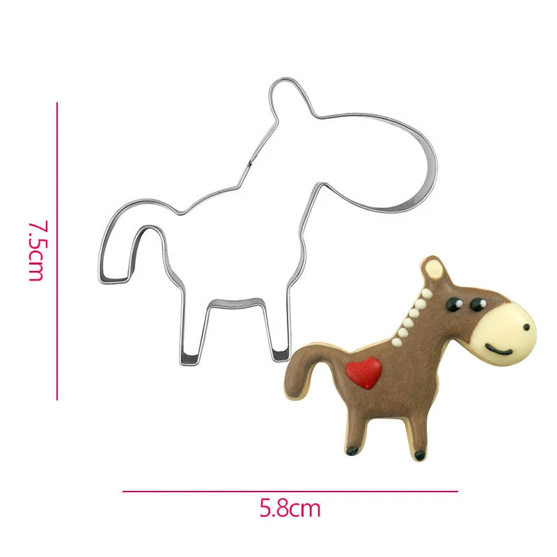 Donkey Cookie Cutter Stainless Steel Biscuit Knife Baking Fruit Kitchen Tools Mold Embossing Printing