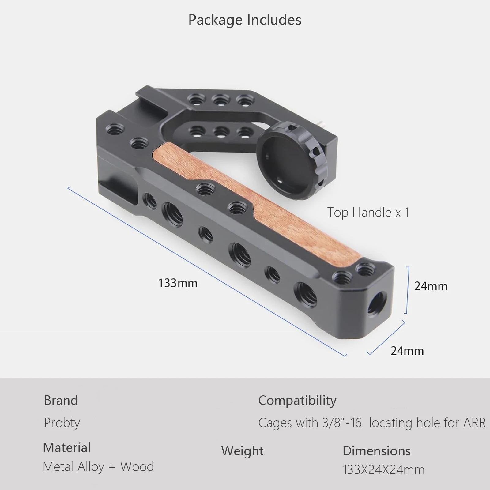 Wooden Top Handle Grip to Mount DSLR Camera with 1/4\