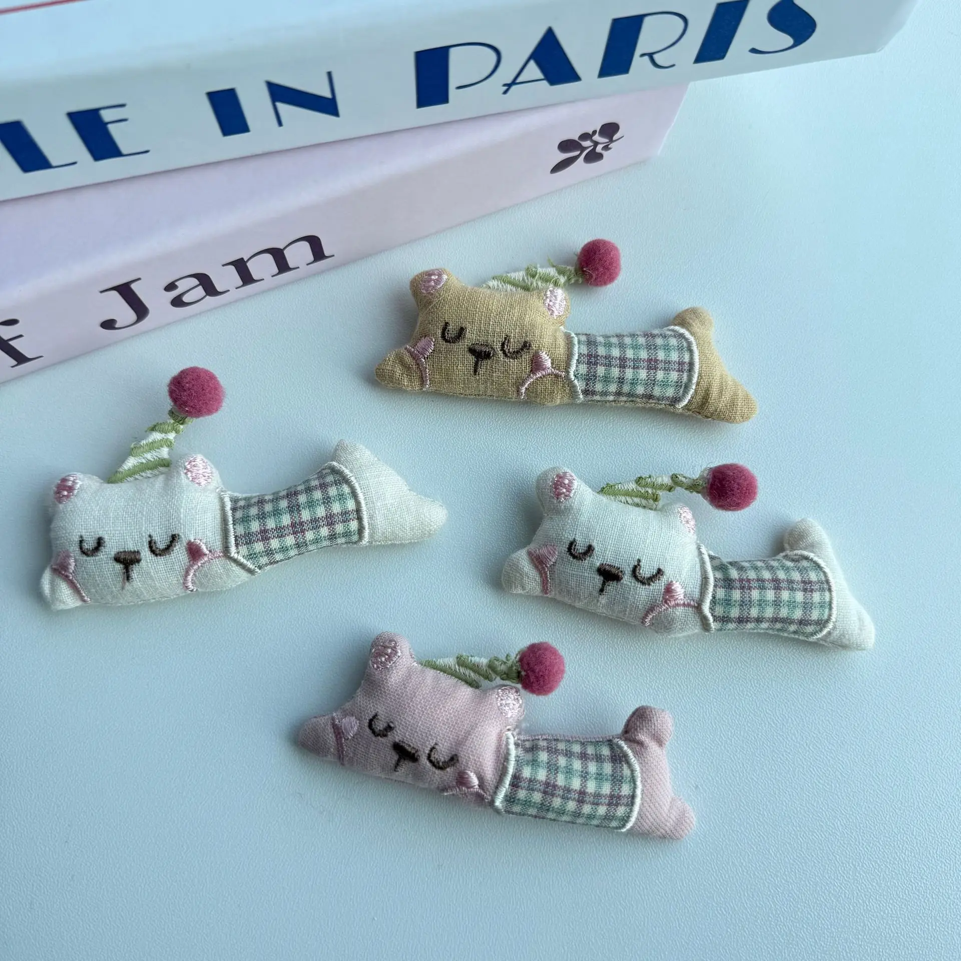 Cartoon Plaid Puppy Hair Tie for Children Soft Cotton Ponytail Holder Sweet DIY Clothing Sewing Craft Supply