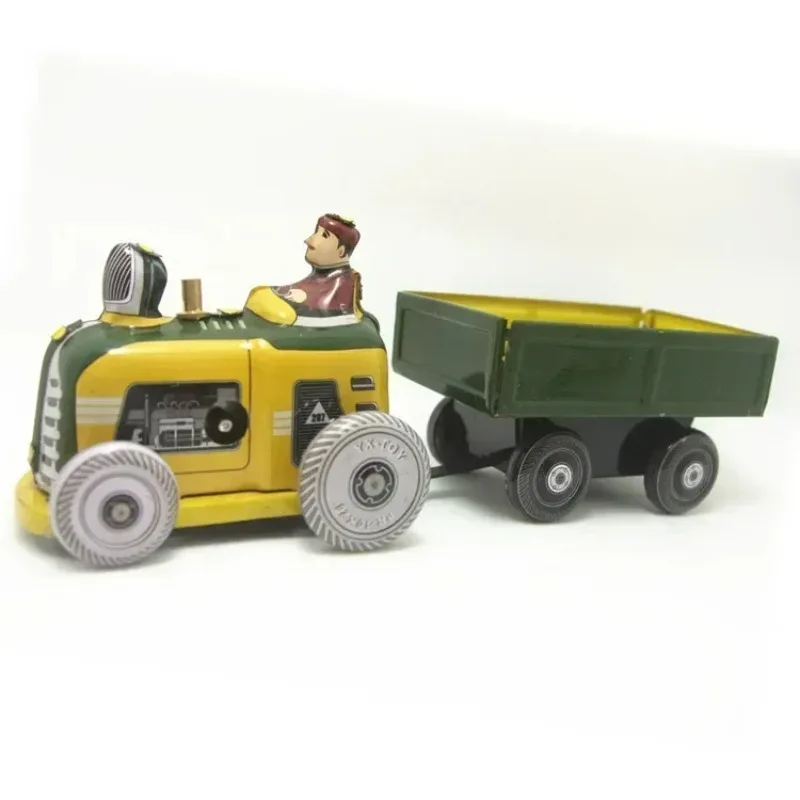 Opwindspeelgoed Metalen blikken boer op landbouwtractor Auto Mechanisch uurwerk Volwassen collectie Retro speelgoedfiguren Kindercadeau