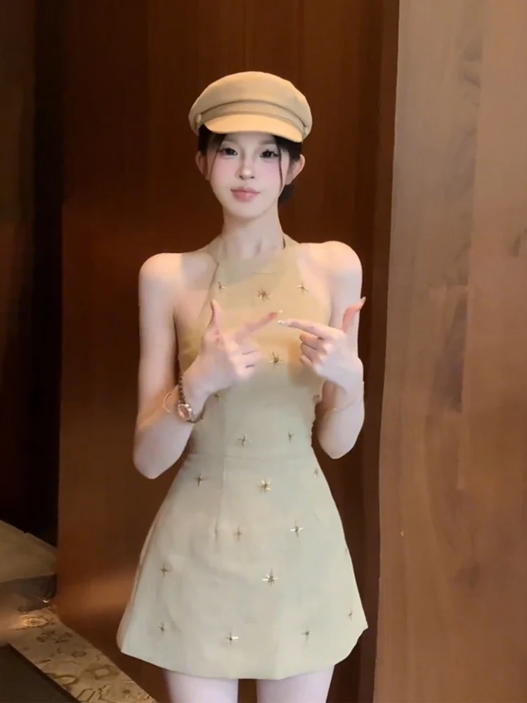 

HEZA Летнее женское платье трапециевидной формы Dr Pearl Embellied Ne Hanging Gown в Корейском стиле для поездок на работу Faion, большие размеры Ele