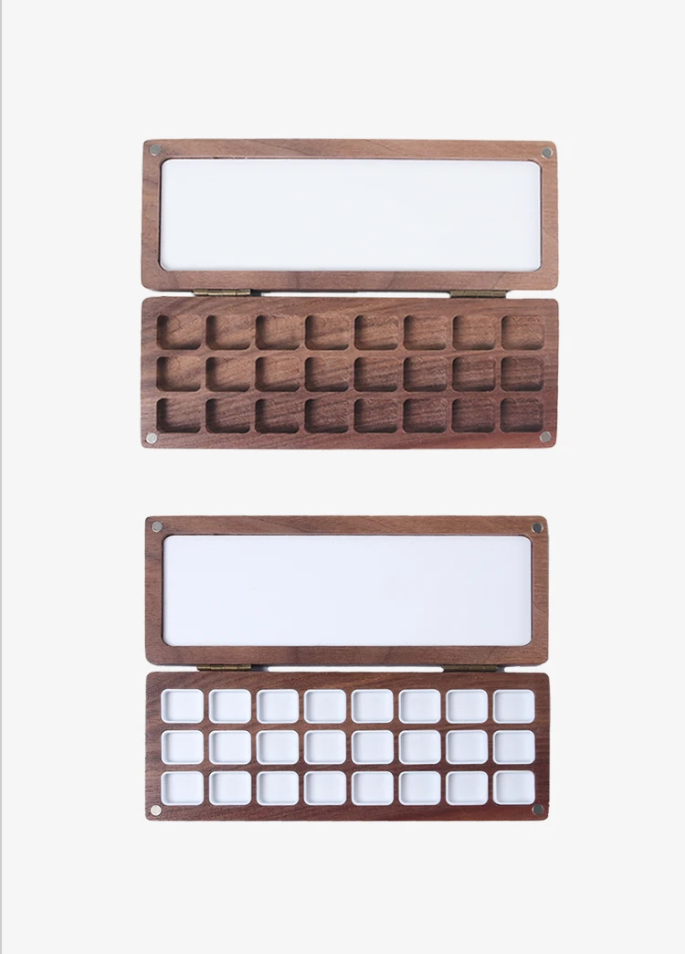 SeamiArt 24-Fächer Schwarznuss Magnetische Malbox Reiseetui für 1ml Tiegel Aquarellfarben Unterteilung – Detail 10