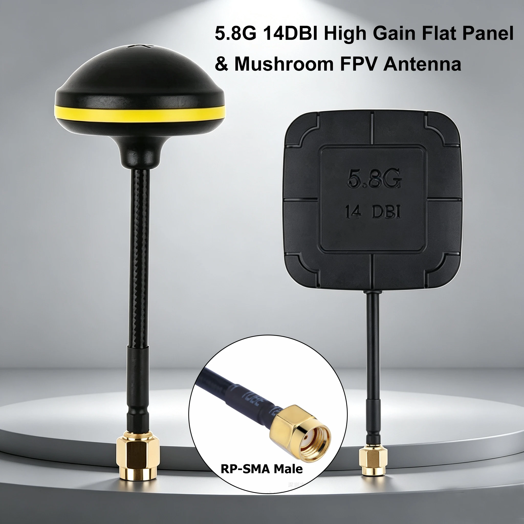 FPV Receiver Spare Parts 5.8G 14DBI High Gain Flat Panel &Mushroom FPV Antenna RP-SMA for EV800D Goggle FPV Drone RC Quadcopter