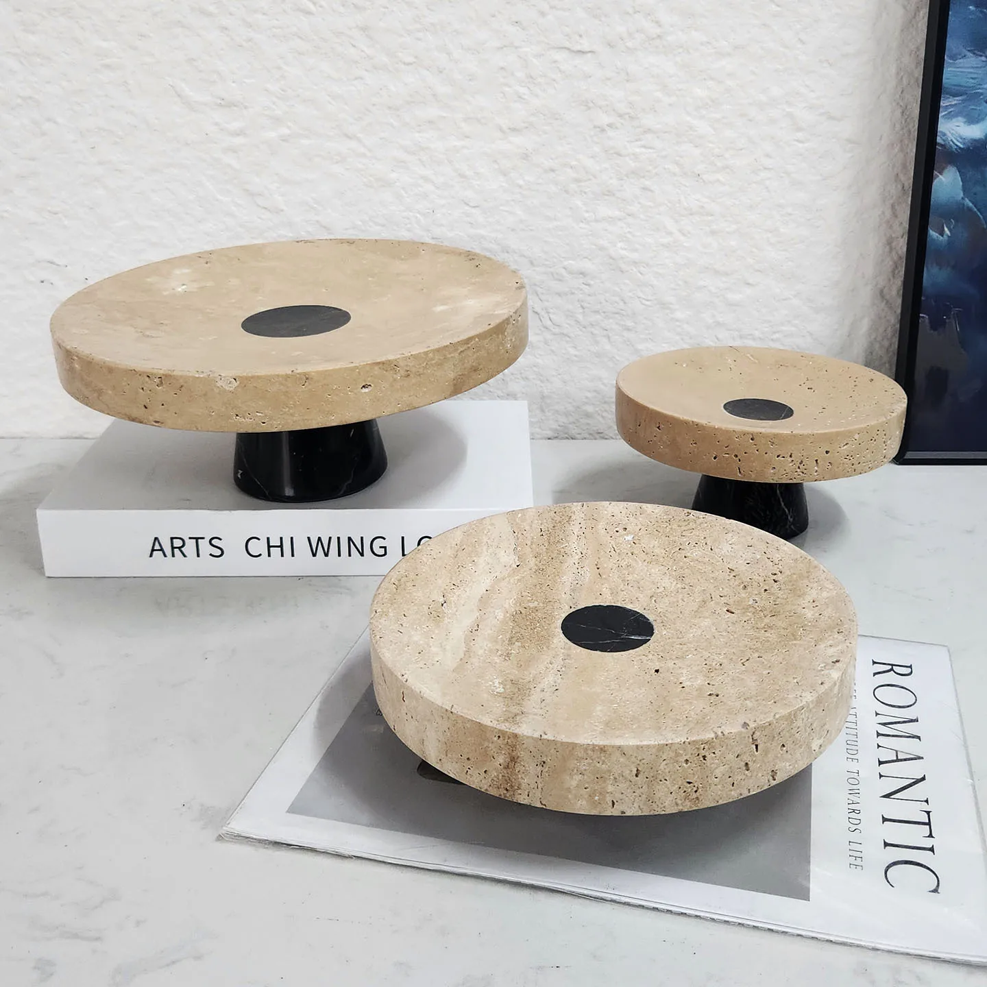 

Light luxury simple natural marble tray home decoration ornaments living room model room decorative tray fruit plate