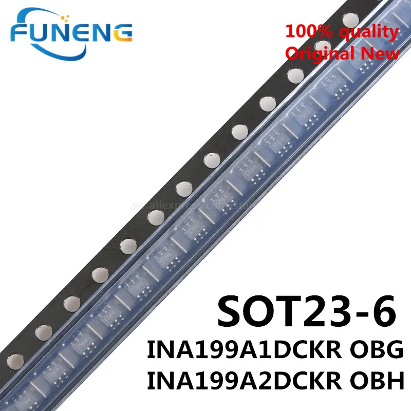 10PCS INA199A1DCKR OBG INA199A2DCKR OBH SC70-6 INA199 26V SMD Current Sense Amplifiers IC INA199A1DCKT INA199A2DCKT