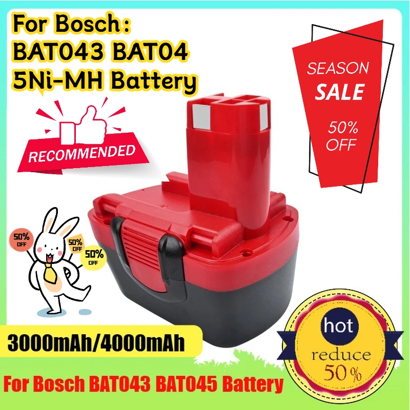 

3000mAh/4000mAh Rechargeable Batteries For Bosch 12V BAT043 BAT045 Ni-MH Power Battery Drill and Power Tools