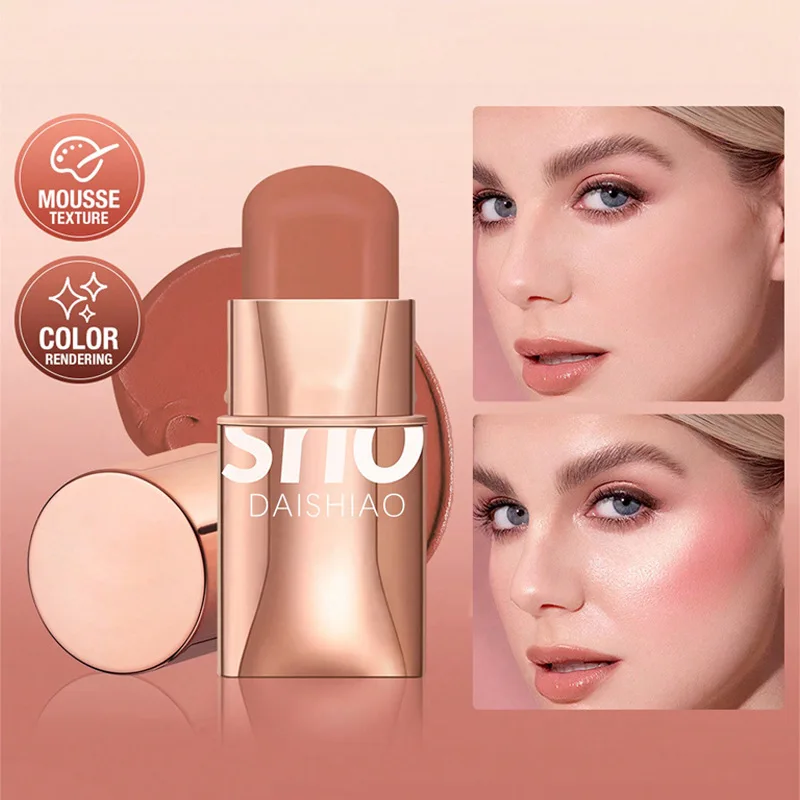 

3-in-1 Multifunctional Makeup Stick Lipstick, Blush & Eyeshadow, Waterproof Creamy Texture, Lightweight Pearlescent Matte Finish