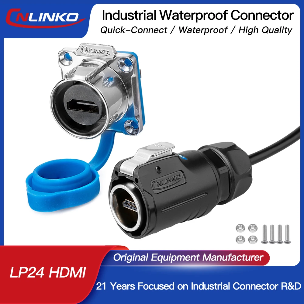 

CNLINKO M24 HDMI2.0 Data Connector Waterproof HDMI-compatible 4K 3840*2160 HD Transmission Adapter for Audio Video HDTV Monitor