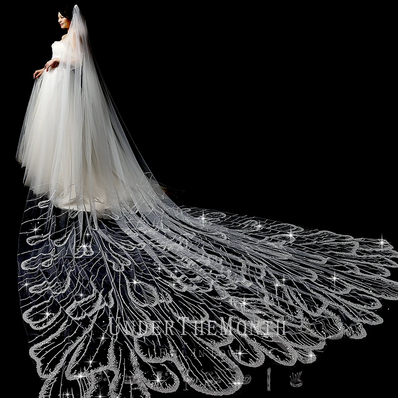 

Veil, shiny long veil wedding main wedding dress super fairy Korean big trailing stage wedding headdress